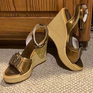 Bronze Coach wedge heels size 6.5